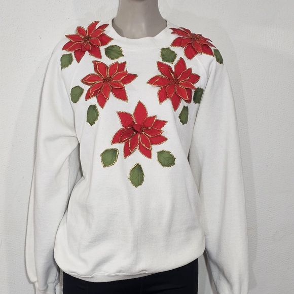 Jerzees White Sweatshirt with Red and Blue Accents - Picture 5 of 14